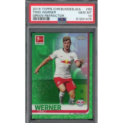 Timo Werner 2019 Topps Chrome Bundesliga Green Refractor Card #90 PSA 10 /99 - 8'6" x 11'6"
