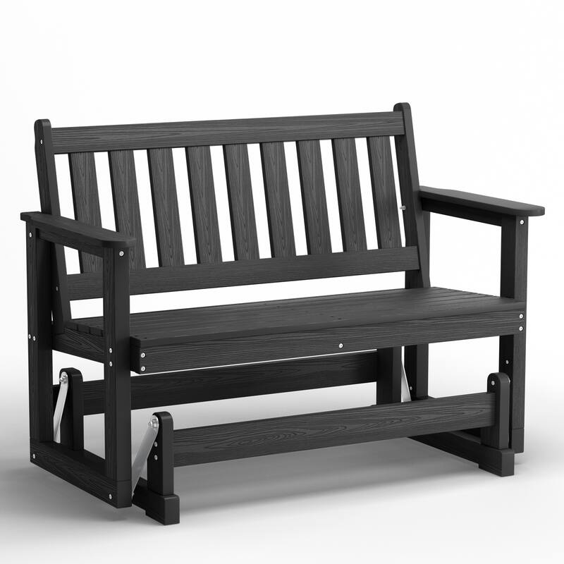 Outdoor Patio HDPE Glider Bench, Garden Rocking Bench