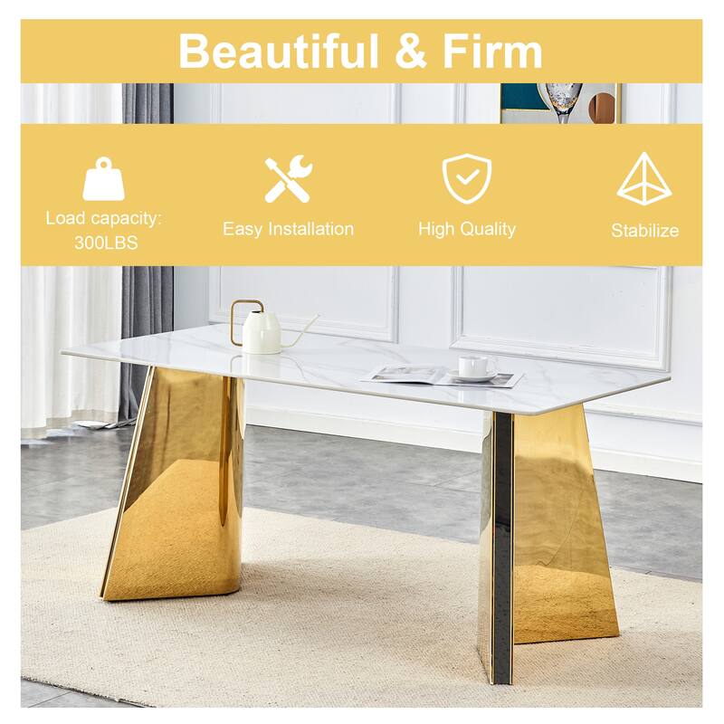 Dining Room Dining Table with Stainless Steel Butterfly Legs Office Table Accent Table Computer Table