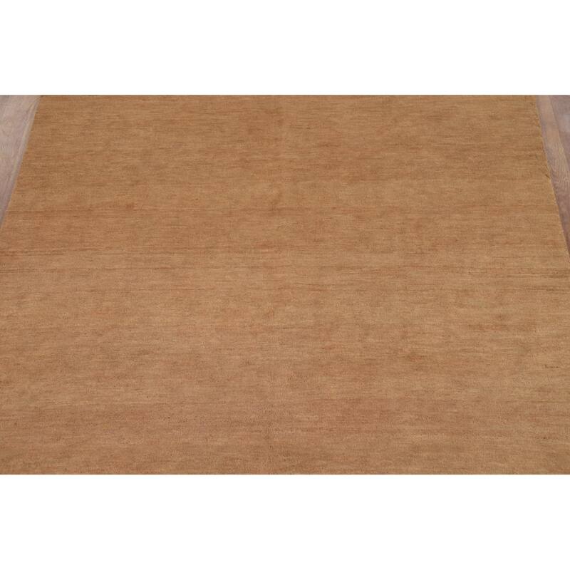 Gold Brown Modern Gabbeh Oriental Area Rug Hand-Knotted Wool Carpet - 5'5" x 8'2"