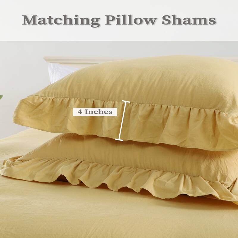 Soft Washed Microfiber Ruffle Duvet Cover Set