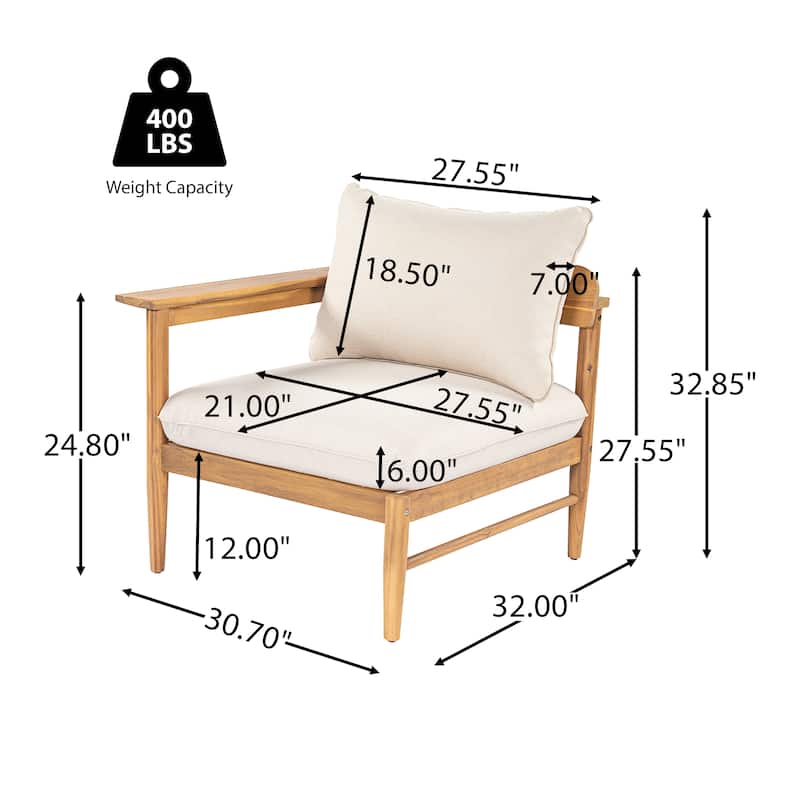 Christopher Knight Home - Terassi 5-Piece Acacia Wood Outdoor L-Shaped Sectional Sofa Set with Ottoman, Light Teak Finish