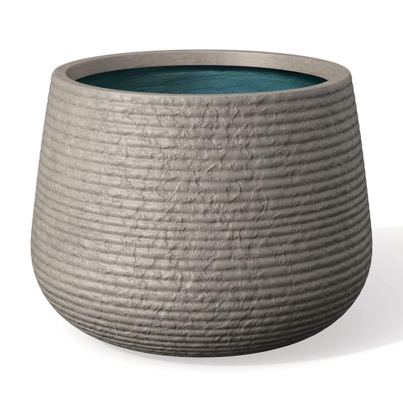 Round Concrete Planter Flower Pot with Draiange Hole - 12.5 x 9.5 in - Natural Gray