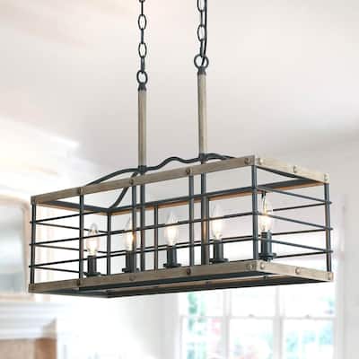 The Gray Barn 5-Light Chandelier Rectangle Island Light for Dining Room - L26" x W10.2" x H19.7"