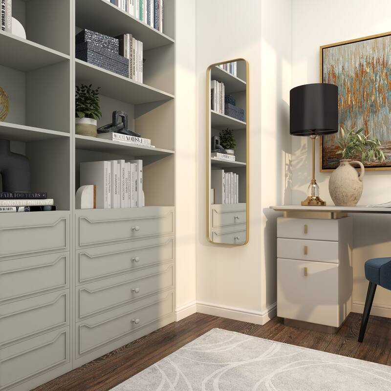 Iron Contemporary Wall Mirror - 12 x 2 x 48