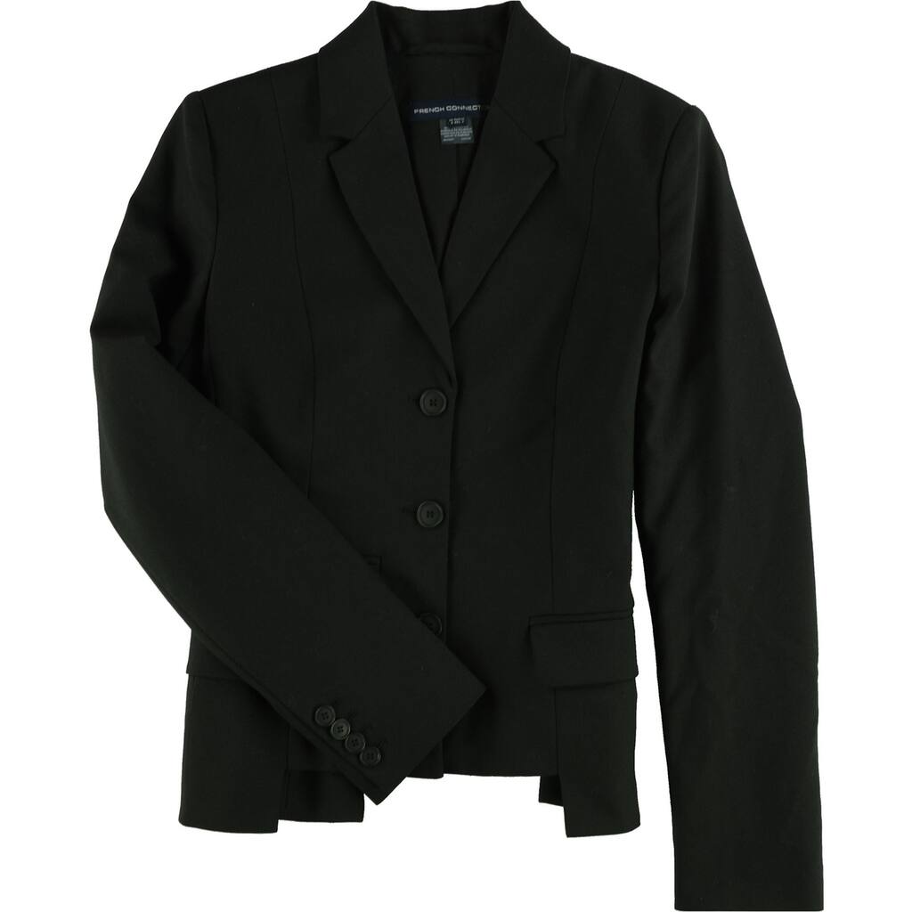 French Connection Womens Professional Three Button Blazer Jacket,, Black, 2