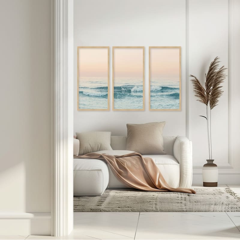 "Greece" Set of Three Framed Textured Wall Art - Multi-Color