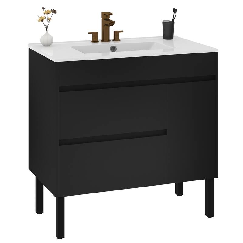 Moasis Bathroom Vanity with Sink Combo Bathroom Cabinet - 36" - Black