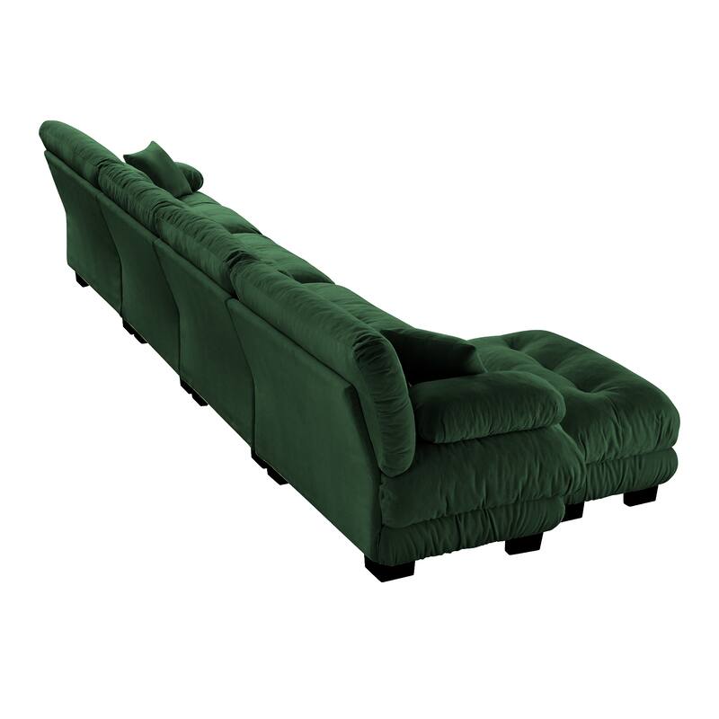 Modular L-Shaped 4-Seater Sectional Sofa Free Combination Cloud Sofa with Convertible Ottomans for Living Room
