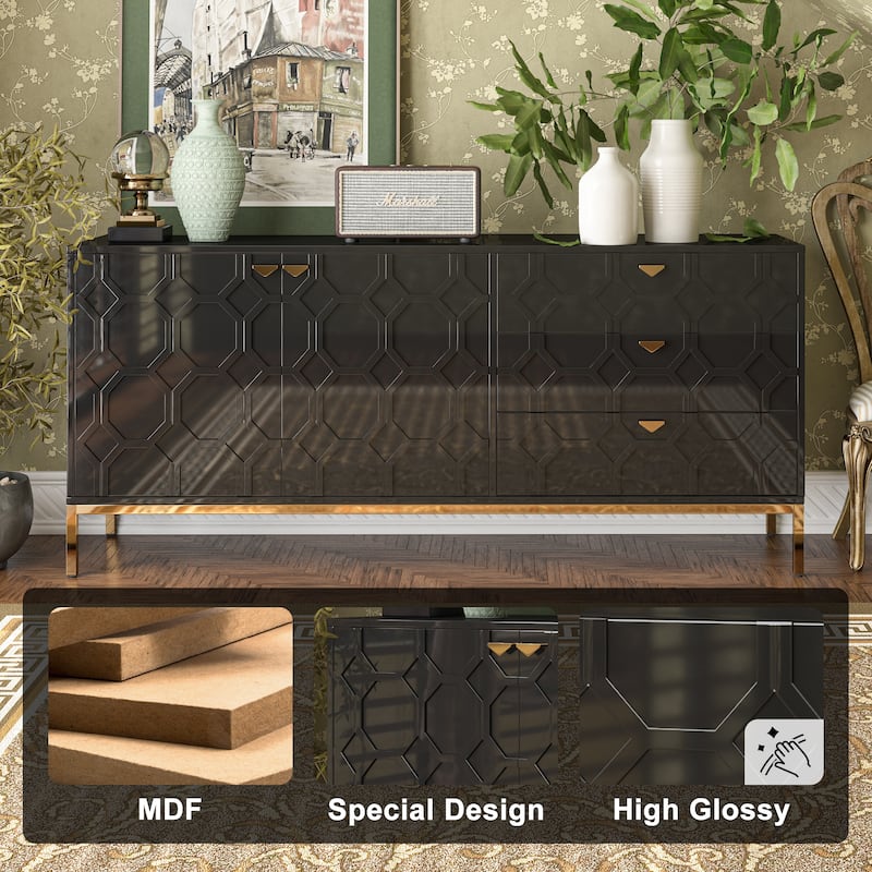 Clihome 2-Door Accent Cabinet with 3 Drawer Dressers