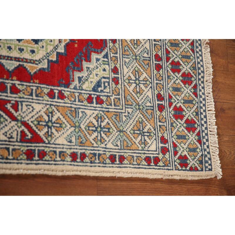 Kazak Accent Rug Hand-Knotted Wool Carpet - 3'5"x 4'10"