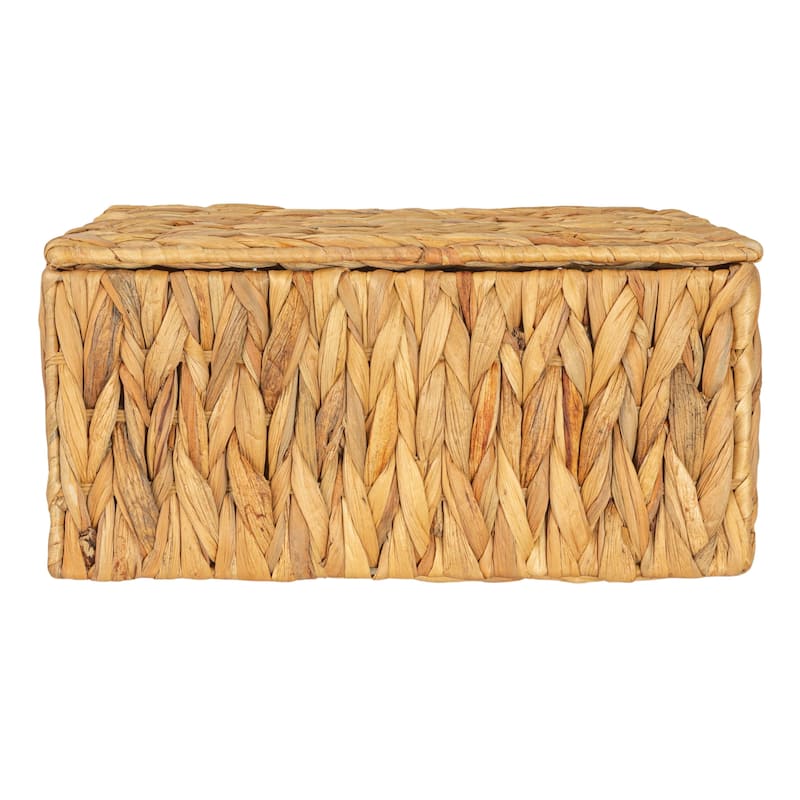 Household Essentials Water Hyacinth Nesting Basket Set with Lid, Set of 3 - 14.2"L x 11.0"W x 7.1"H