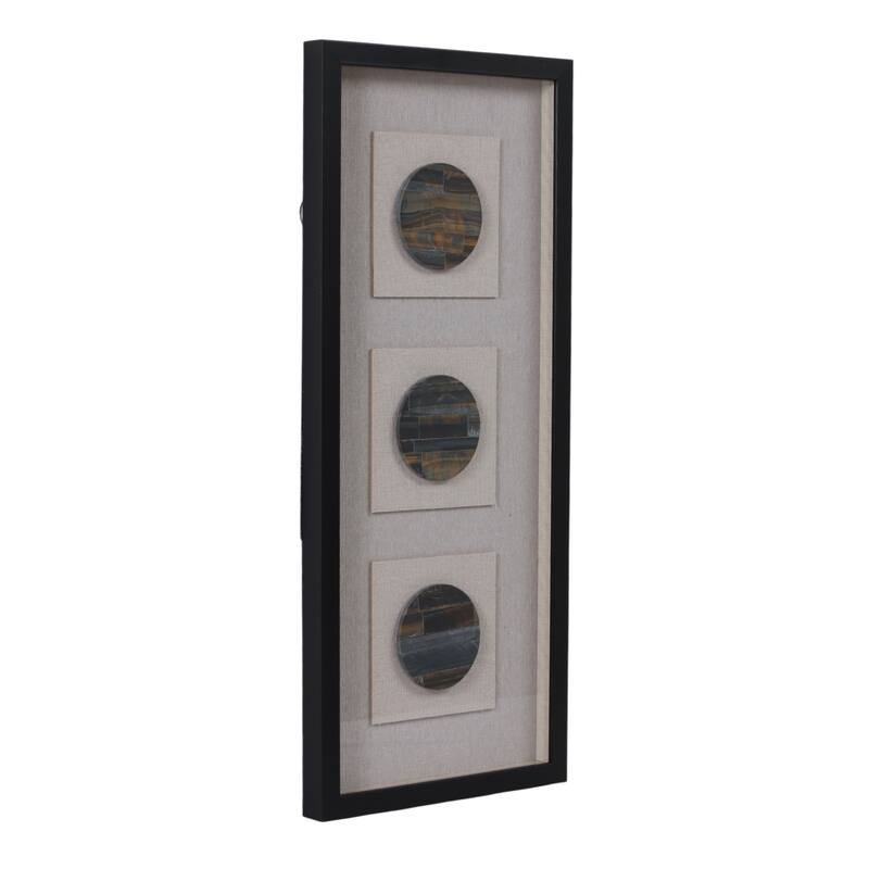 Stone Canvas Art Wall Decor with Modern Geometric Pattern - 28" Brown