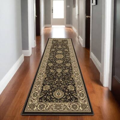 HomeRoots Oriental Traditional Runner Area Rug - 92.52 in. x 26.77 in. x 0.43 in.