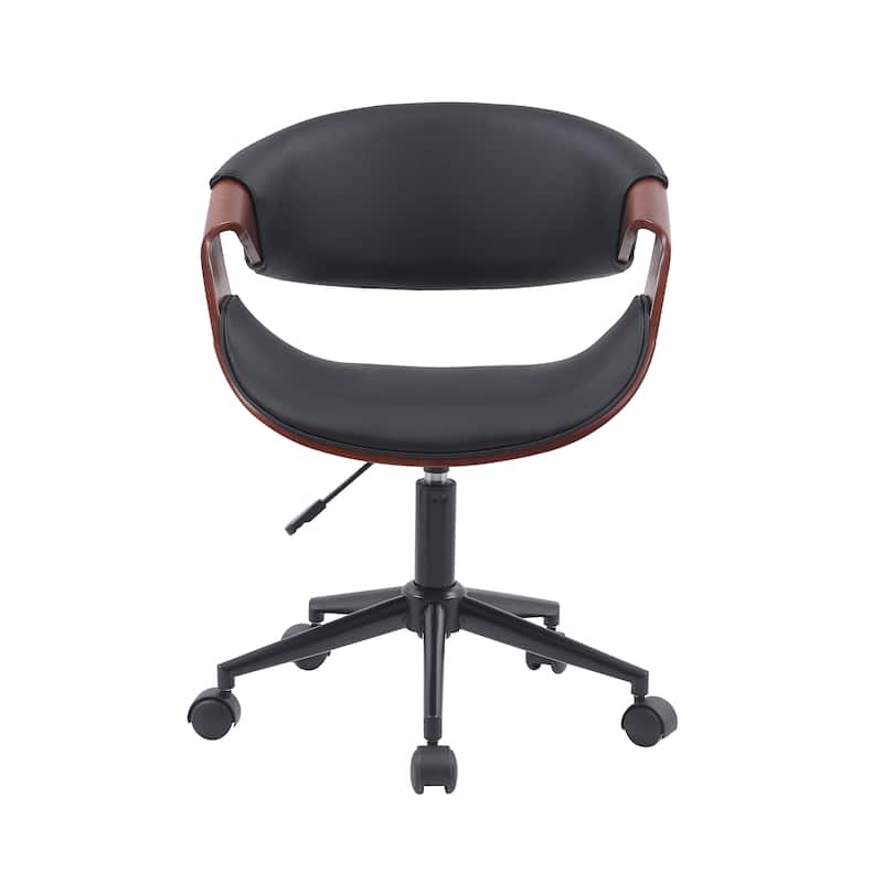 Porthos Home Elio Faux Leather Mid Century Office Chair with Black Metal Base