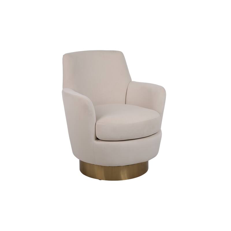 Velvet Swivel Barrel Chair with Gold Stainless Steel Base, High-Density Foam and 360° Rotation