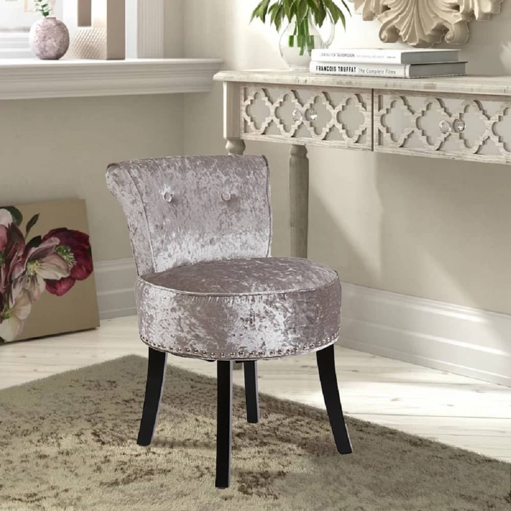 Thick Padded Makeup Vanity Stool Chair with Low Back