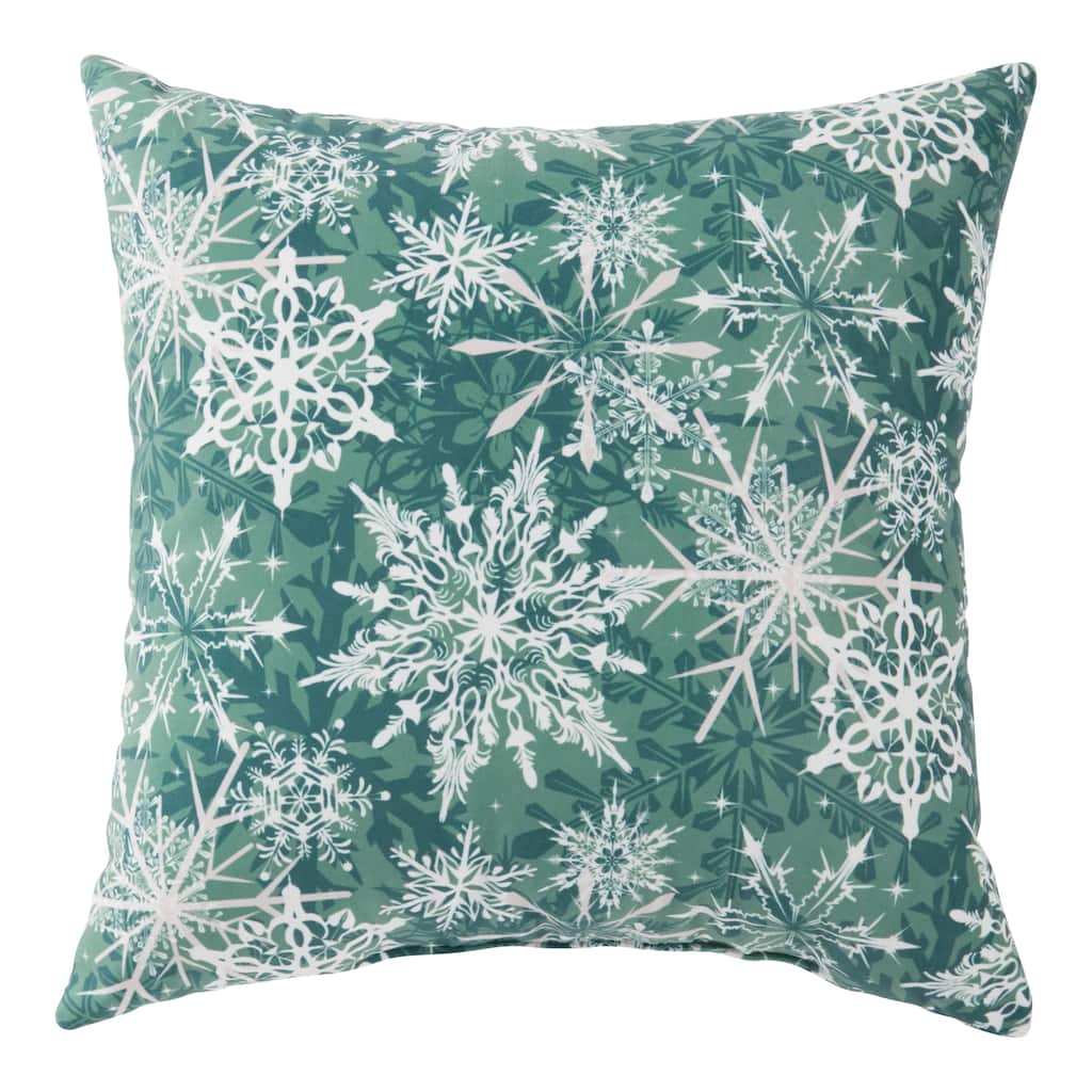 Evergreen Snowflake Holiday Throw Pillow