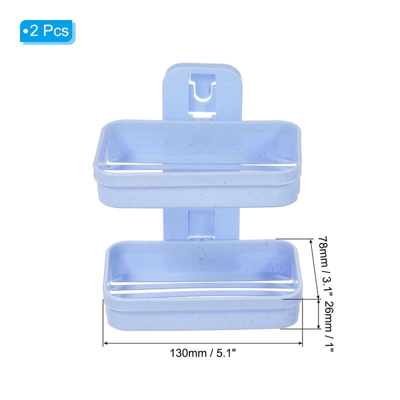 Soap Holder, 2 Pack Double Layer No Drilling Soap Tray with Suction Cup