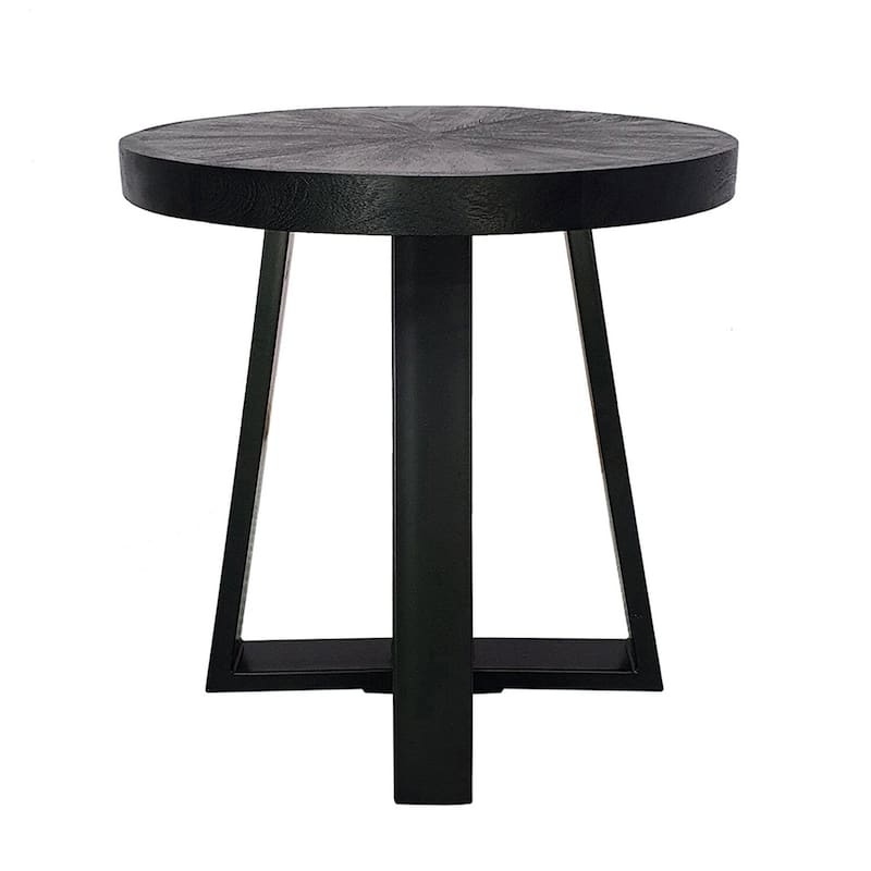 23.6 in. Black Round Wood End Table, Sturdy Build End Side Table for Living Rooms