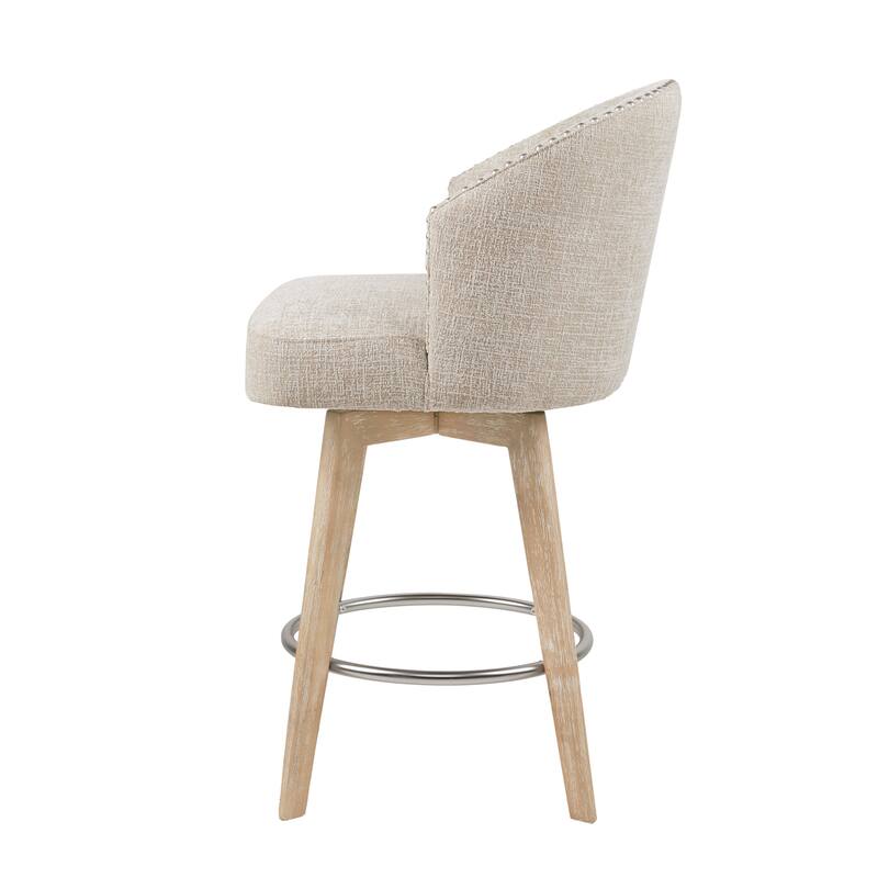 Madison Park Boyle Upholstered 360 Degree Swivel Counter Stool 26" H