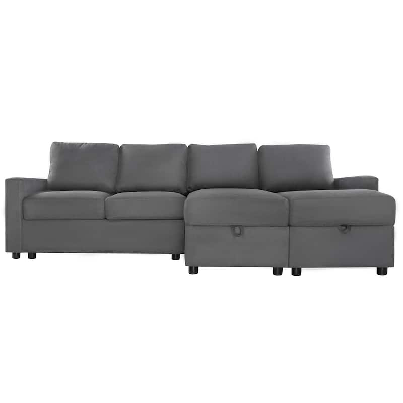 Roomfitters Convertible U-Shaped Sectional Sofa with 2 Storage Chaise Lounges and 4 USB Ports for Living Room