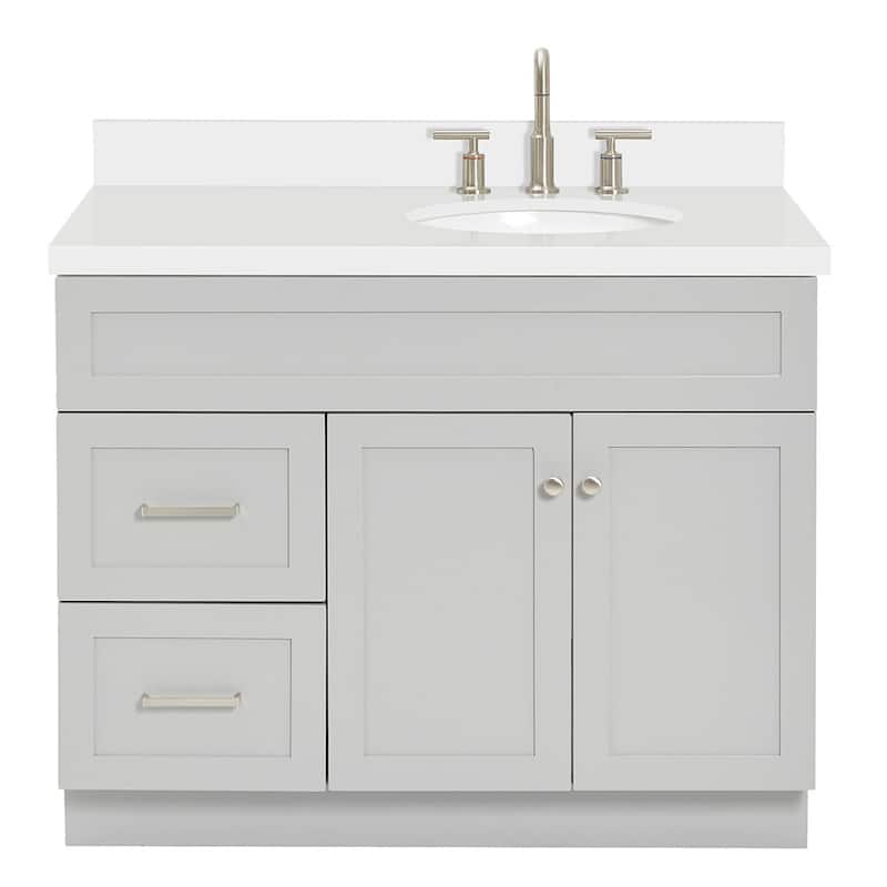 Ariel F043SRWQOVO Hamlet 42" Free Standing Single Basin Vanity Set - Grey / Pure White Top - Ash Finish