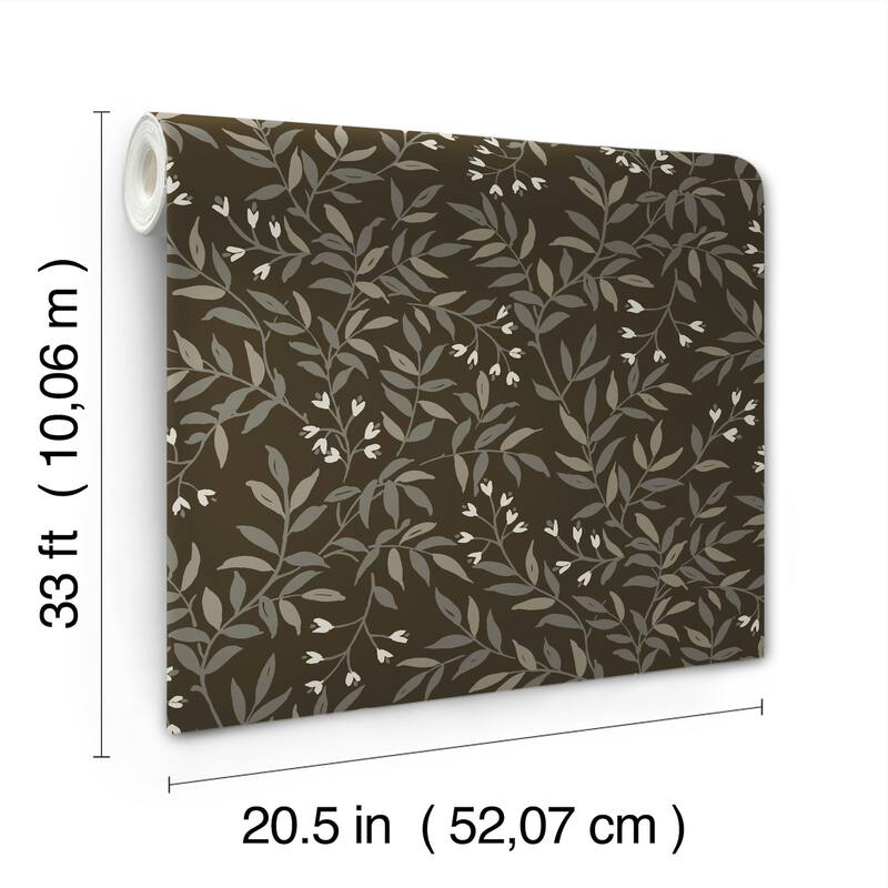 Chesapeake Senna Black Budding Vines Wallpaper