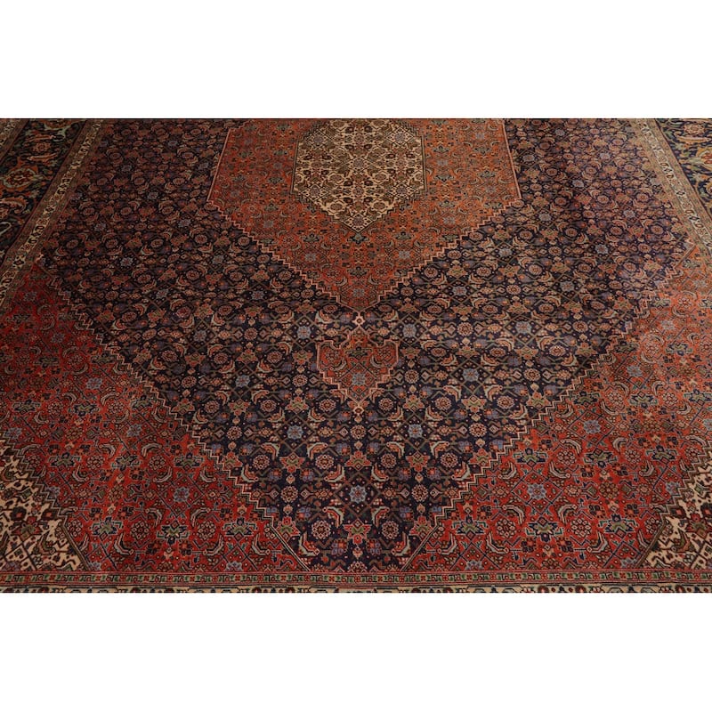 Hand Knotted 300 KPSI Tabriz Navy Wool Traditional Oriental Area Rug - 9' 9'' x 13'