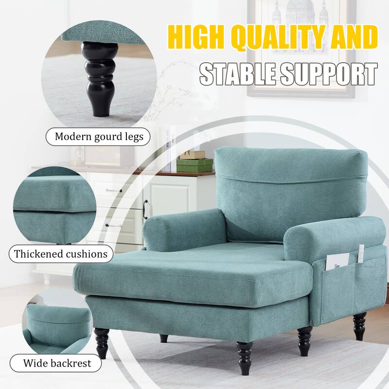 HOMEFUN Chenille Upholstered Wood Frame Recliner Single Sofa with Comfortable Armrests