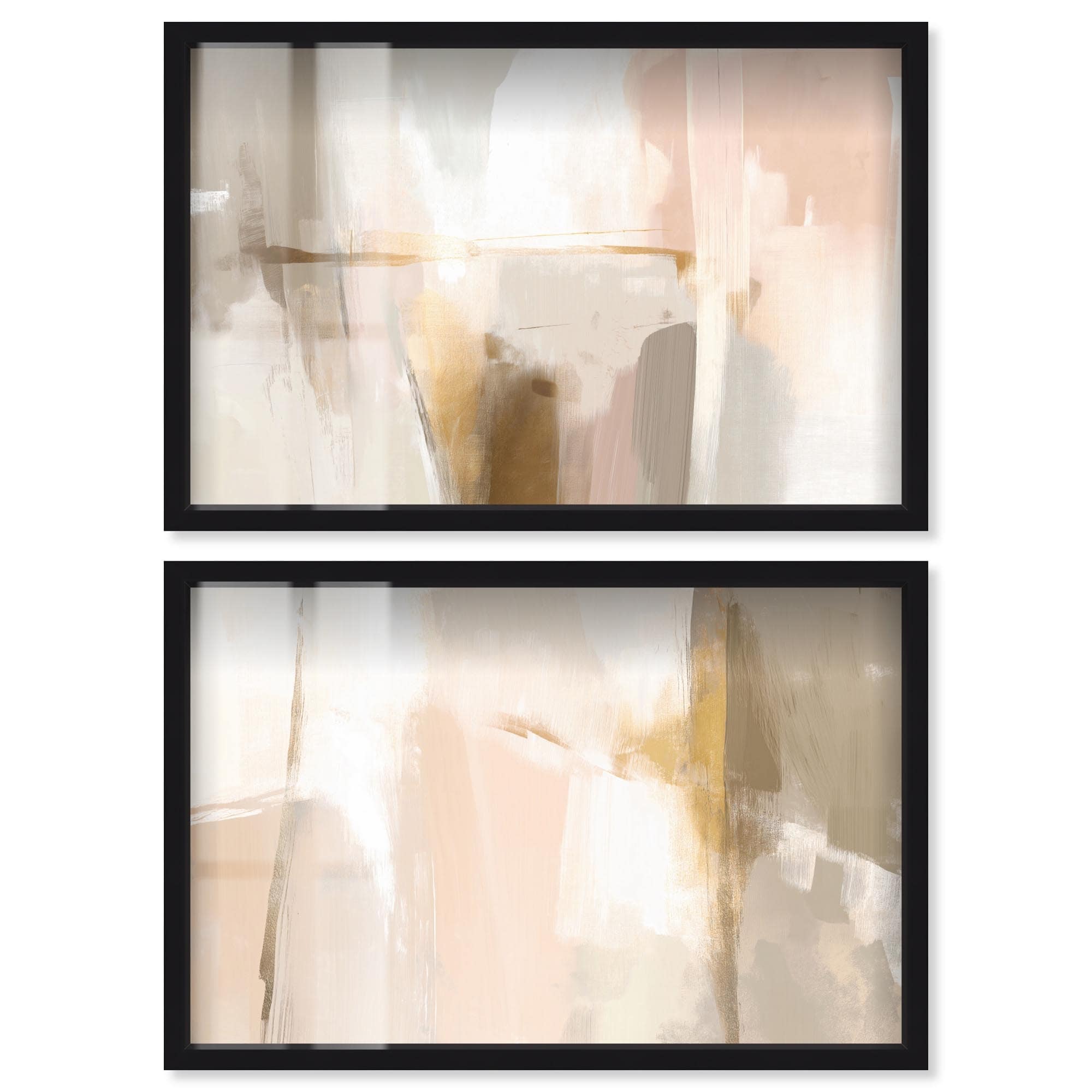 Neutral Luxe Living Room Wall Art Set of 2 Shadowbox Print by Art Remedy