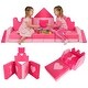 preview thumbnail 1 of 8, Gymax 14 Piece Kids Play Couch Modular Foam Climbing Blocks for Kids Pink - Kids