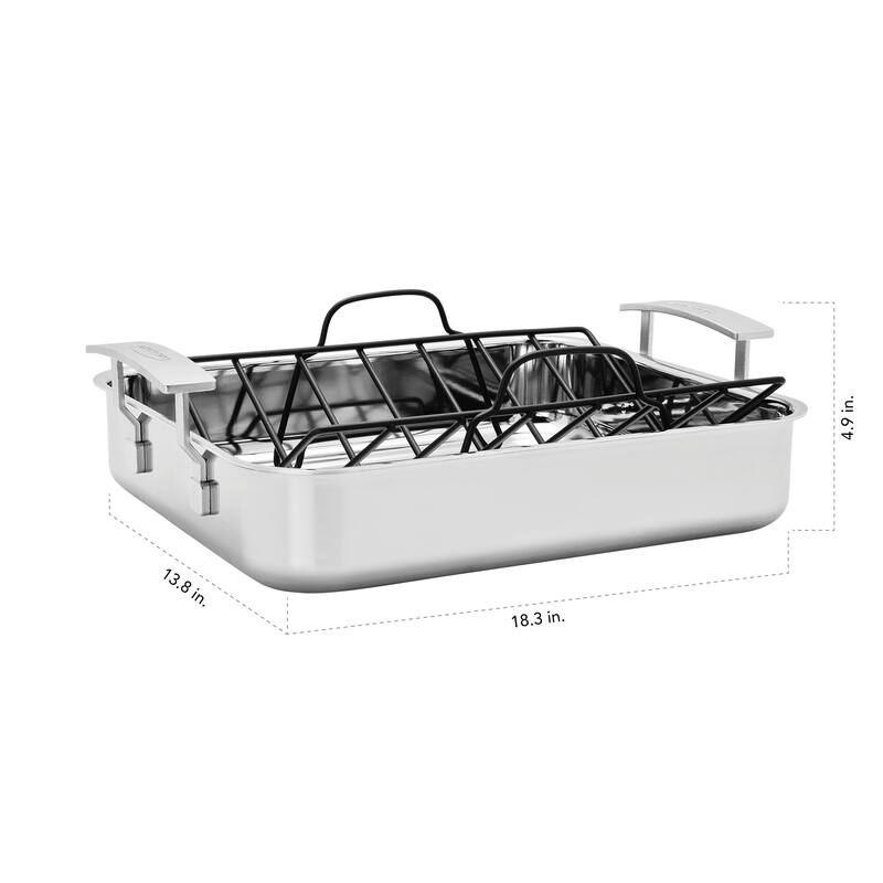 Demeyere Industry 5-Ply Stainless Steel 15.7 X 13.3-inch Roasting Pan - 15.7" x 13.3"