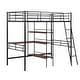 preview thumbnail 13 of 28, Artsy Twin Size Metal Loft Bed and Built-in Desk and Shelves, Black