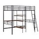 preview thumbnail 12 of 12, Black Twin Size Metal Loft Bed and Built-in Desk and Shelves for Kids, Boys and Girls