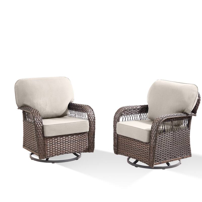 Pocassy Swivel Chair Table with Outdoor Ottoman Funiture Set.