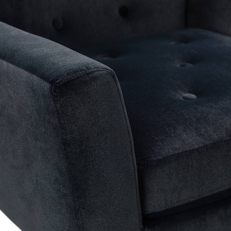 Lilia Contemporary Velvet Upholstered Tufted Back Armchair with Metal Golden legs Set of 2 by HULALA HOME