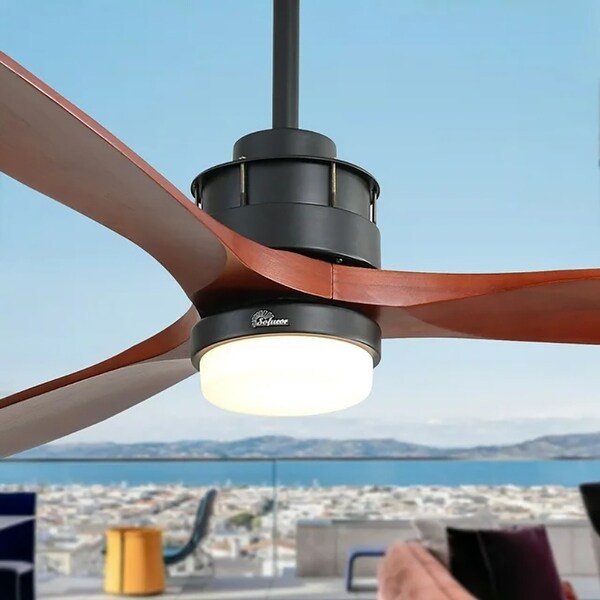 60 Inch Solid Wood Ceiling Fan with Light and Remote