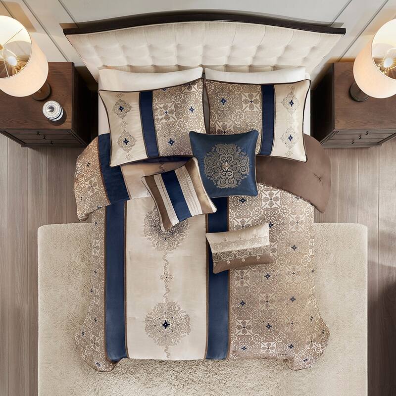 GDF Studio - 7-Piece Jacquard Comforter Set with Decorative Pillows