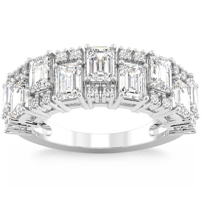 3Ct Emerald Cut Wedding Ring Anniversary Band Gold Lab Grown