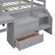 preview thumbnail 15 of 13, Gray Full Wooden Loft Bed with Movable Desk, Drawers, and Guardrail