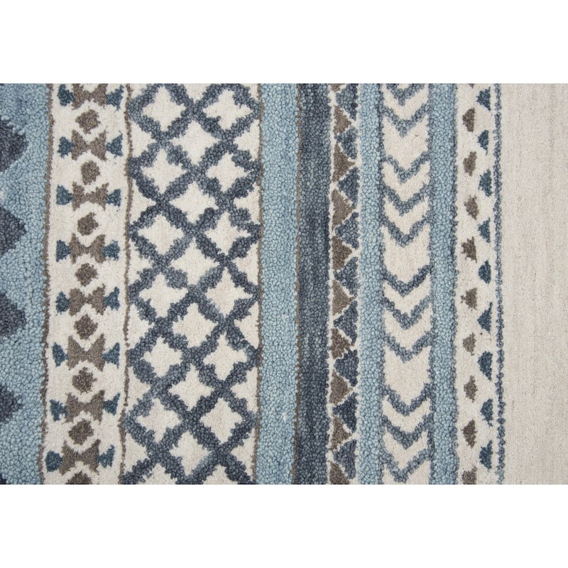 Alora Decor Ryder Ivory, Tan, Aqua, and Grey Hand-tufted Wool Rug