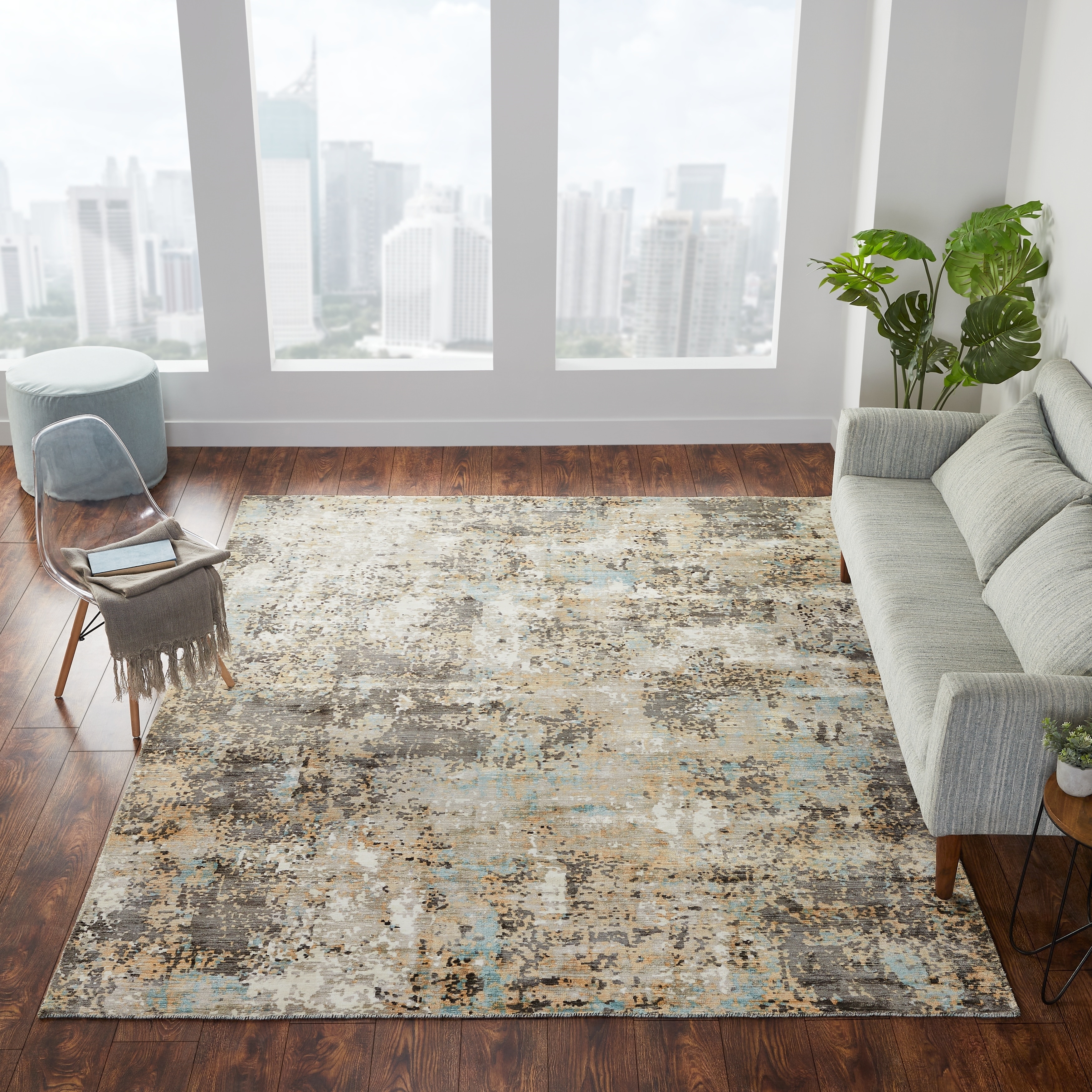 Gunmetal/Taupe/Spa Abstract Area Rug