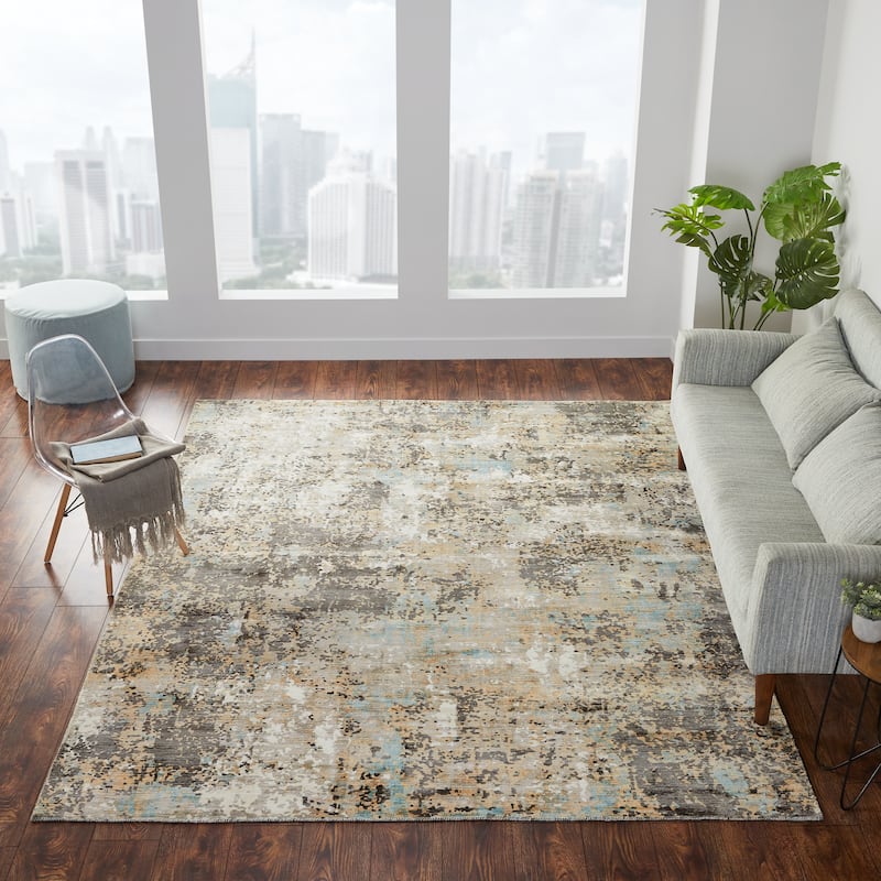 Gunmetal/Taupe/Spa Abstract Area Rug