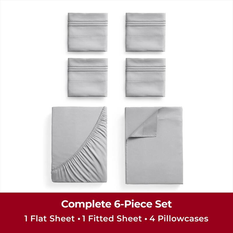 Queen Sheets Set 6 Piece Iconic Collection Bedding Sheets