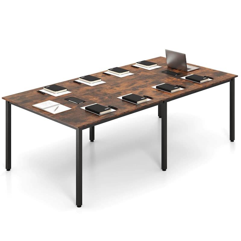 Costway 1/2 PCS 95" x 48" Large Meeting Table Seats up to 10 People 2 - See Details - Brown-1 PCS