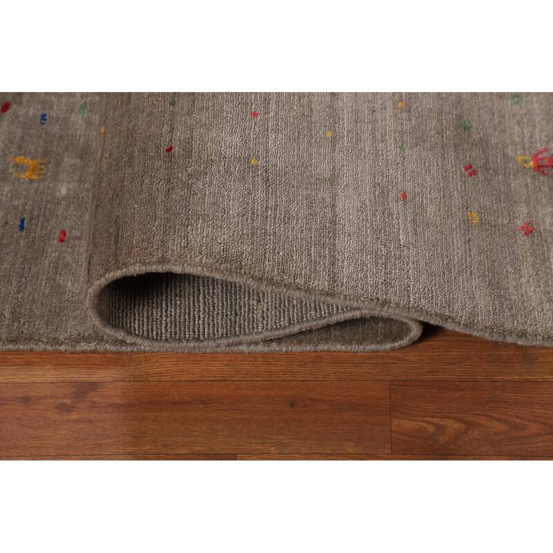 Earth Tone Gabbeh Indian Square Area Rug Silk Carpet - 8'2" X 8'5"