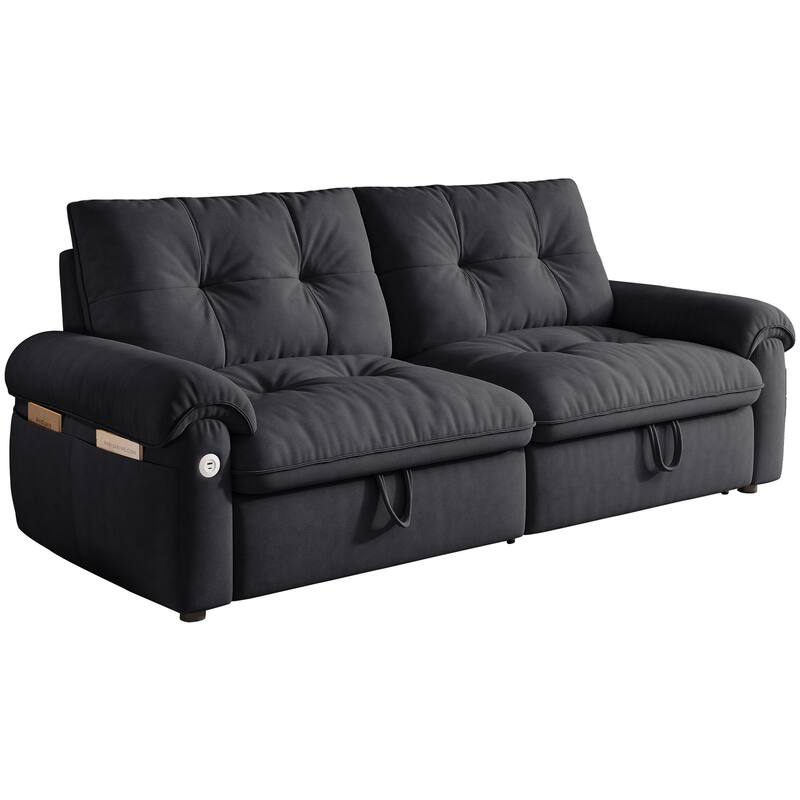 2-in-1 Velvet Pull Out Sleeper Sofa Bed Convertible Loveseat Couch for Sitting, Napping or Sleeping with Side Pockets and USB