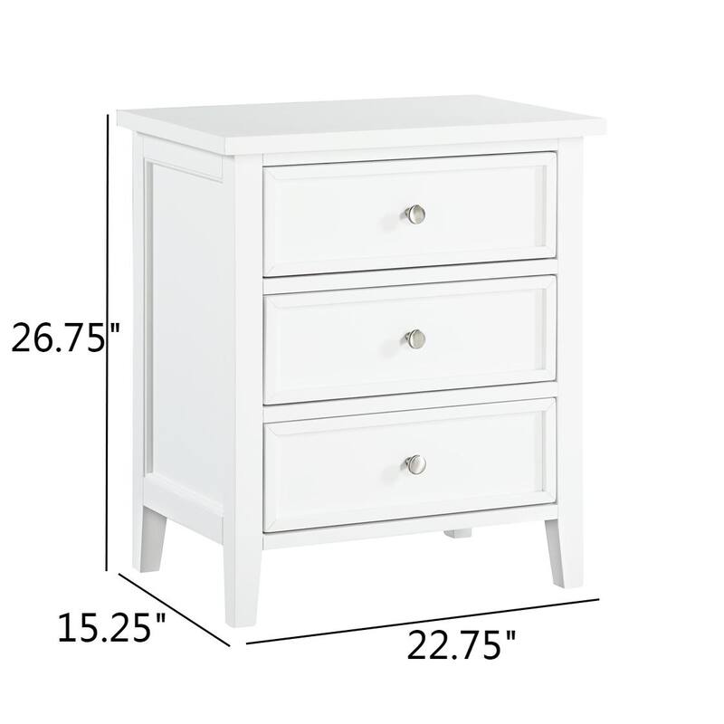 Luca 3-drawer Nightstand, Bedroom Furniture