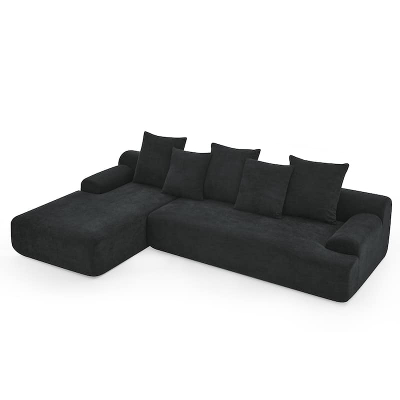 Roomfitters Modern Upholstered L-Shape Sectional Sofa, Modular Compressed Couch for Living Room Bedroom, Melange Velvet